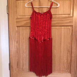 Vintage Red Leotard With Sequins and Tassels